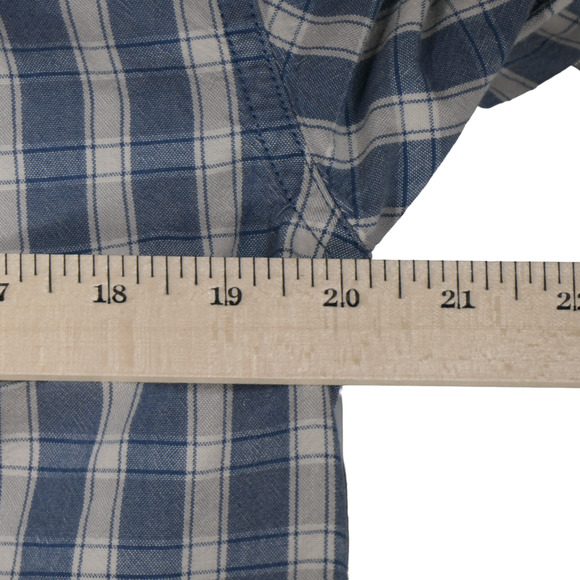 Carhartt Button Down Shirt Men Small Blue Plaid Loose Fit Cotton Flap Pockets - Picture 8 of 16